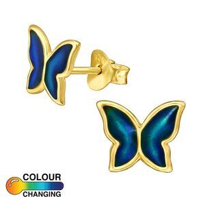 14K Gold Vermeil Mood Butterfly Stud Earrings | 9mm